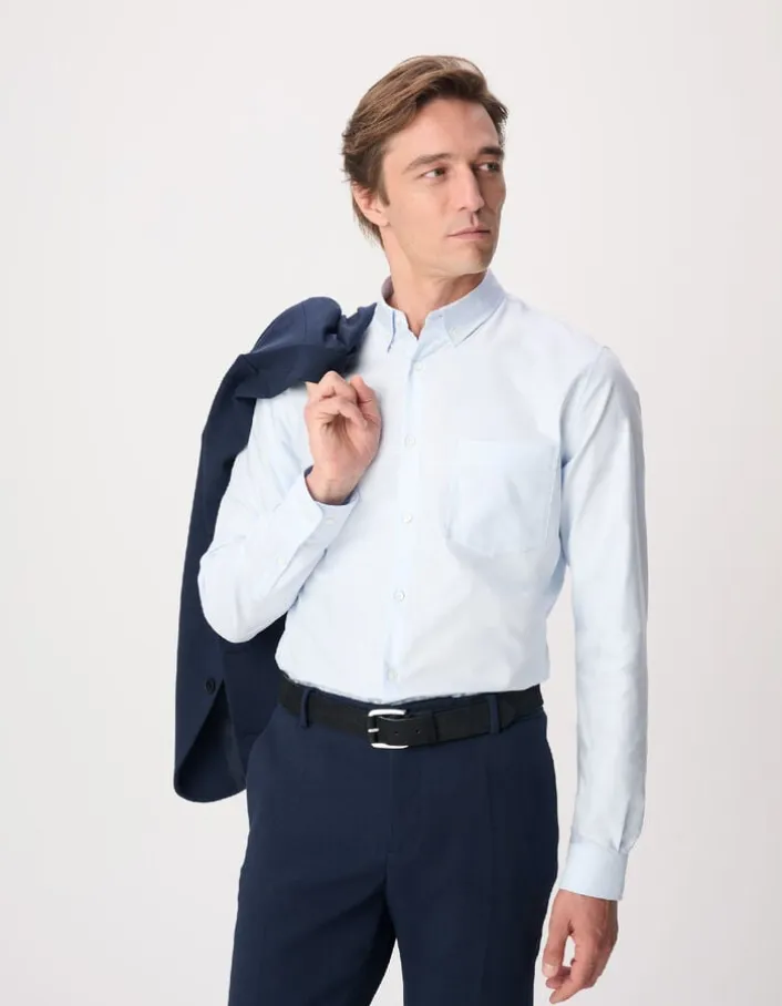 Chemise regular bleu ciel poche plaquée Homme