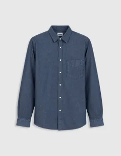 Chemise regular bleue en jean Homme