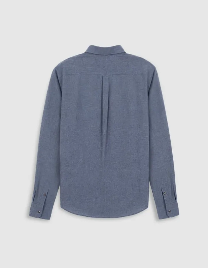 Chemise regular bleue faux uni manches longues Homme