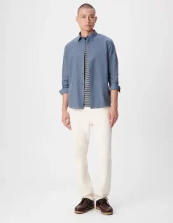 Chemise regular bleue faux uni manches longues Homme