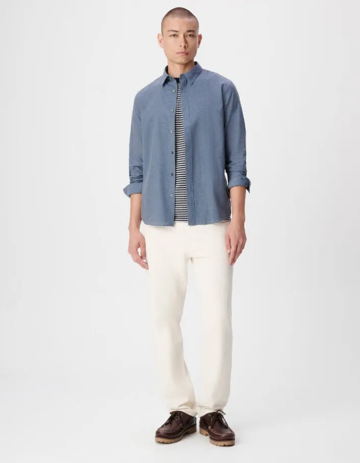Chemise regular bleue faux uni manches longues Homme