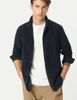 Chemise regular marine coton bio velours milleraies Homme