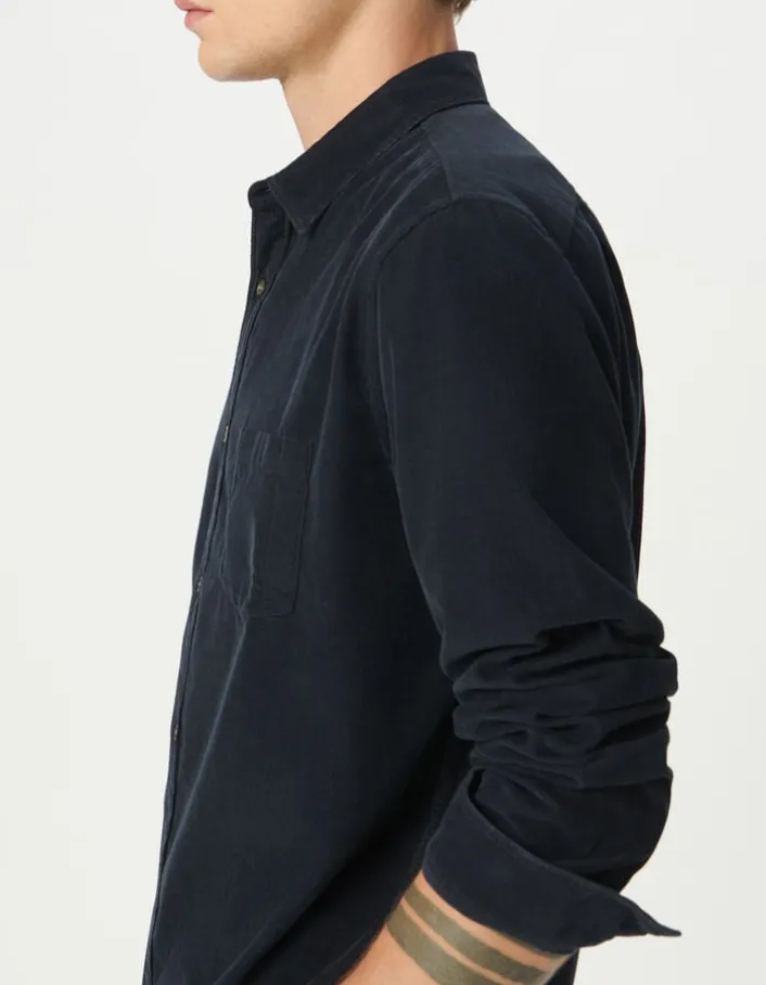 Chemise regular marine coton bio velours milleraies Homme