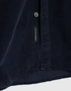 Chemise regular marine coton bio velours milleraies Homme