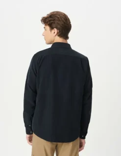 Chemise regular marine coton bio velours milleraies Homme