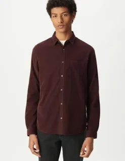 Chemise regular prune coton bio velours milleraies Homme
