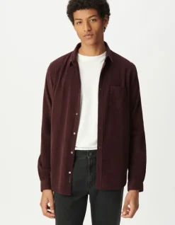 Chemise regular prune coton bio velours milleraies Homme