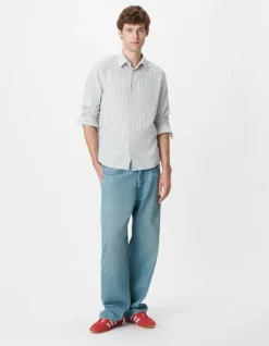Chemise regular rayures bleues manches longues Homme