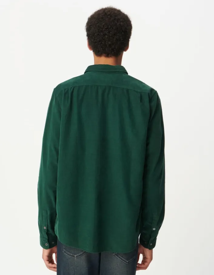 Chemise regular verte coton bio velours milleraies Homme