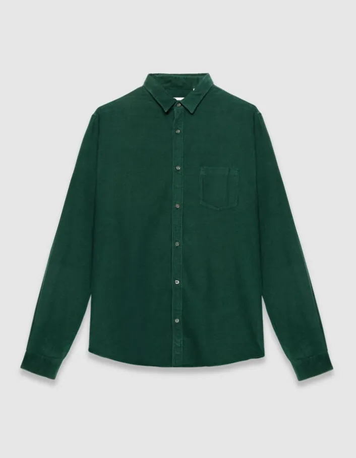 Chemise regular verte coton bio velours milleraies Homme