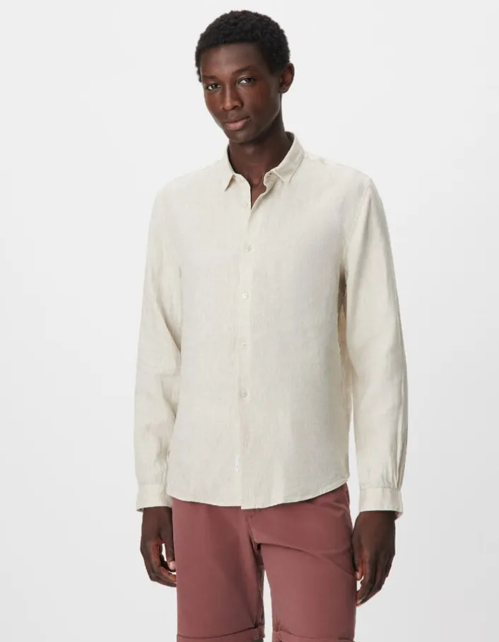 Chemise SLIM beige en lin Homme