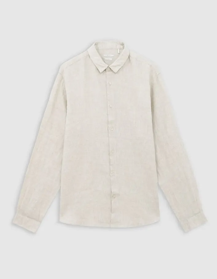 Chemise SLIM beige en lin Homme