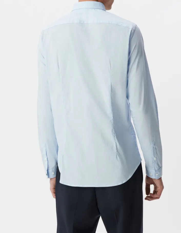 Chemise SLIM bleu ciel à fines rayures Homme