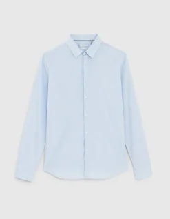 Chemise SLIM bleu ciel à fines rayures Homme
