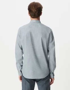 Chemise slim bleue imprimé minimaliste Homme