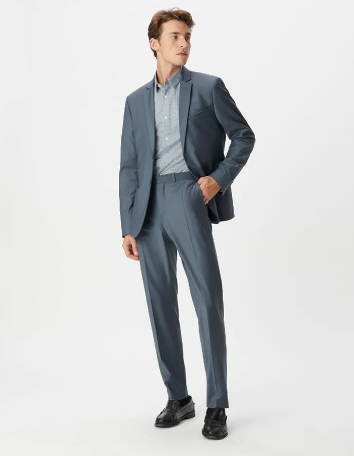Chemise slim bleue imprimé minimaliste Homme