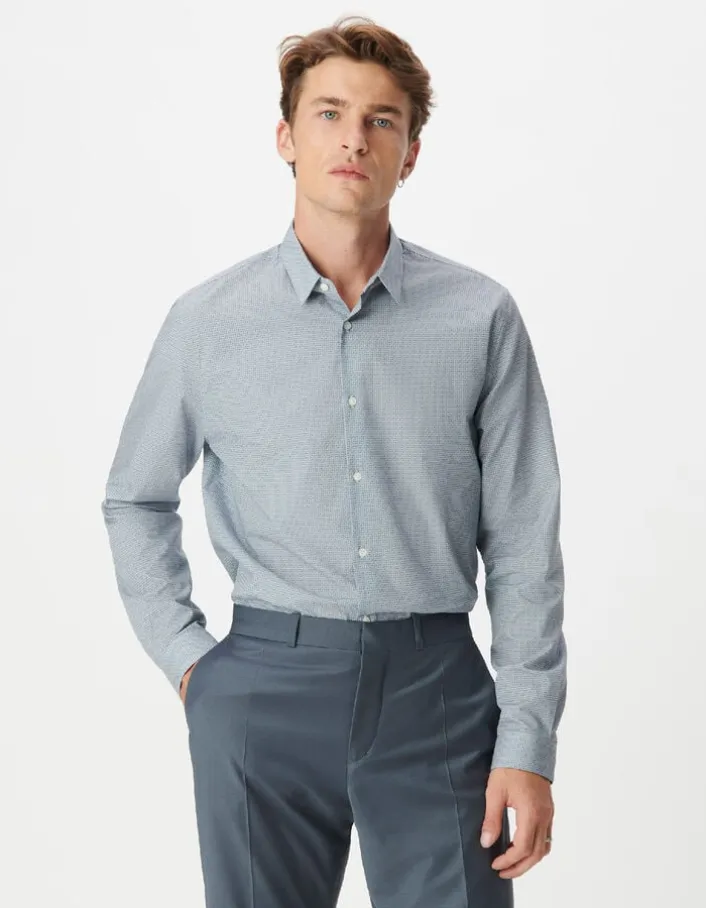 Chemise slim bleue imprimé minimaliste Homme