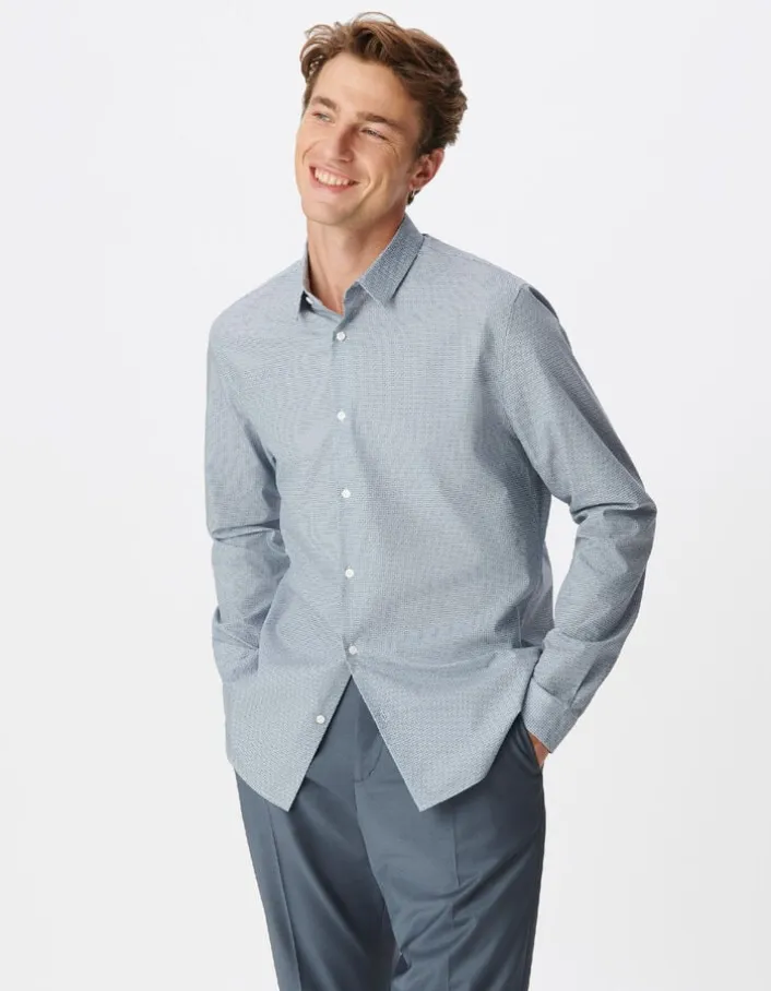 Chemise slim bleue imprimé minimaliste Homme