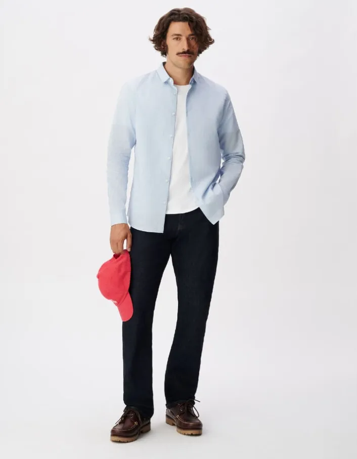 Chemise slim bleue motif rayures Homme