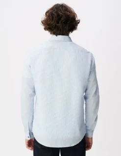 Chemise slim bleue motif rayures Homme
