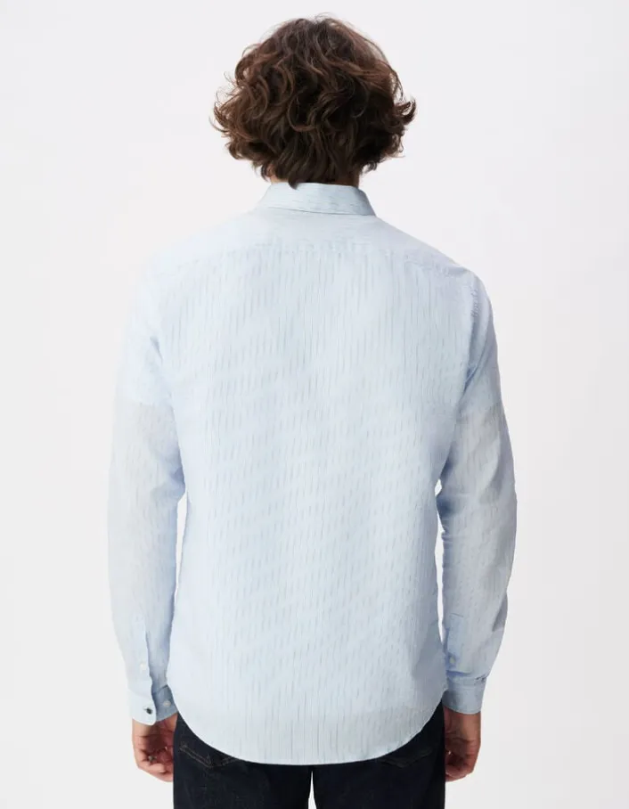 Chemise slim bleue motif rayures Homme