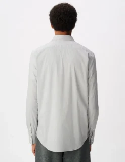 Chemise slim grise motif fines rayures Homme
