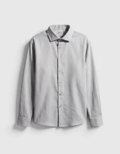 Chemise slim grise motif fines rayures Homme