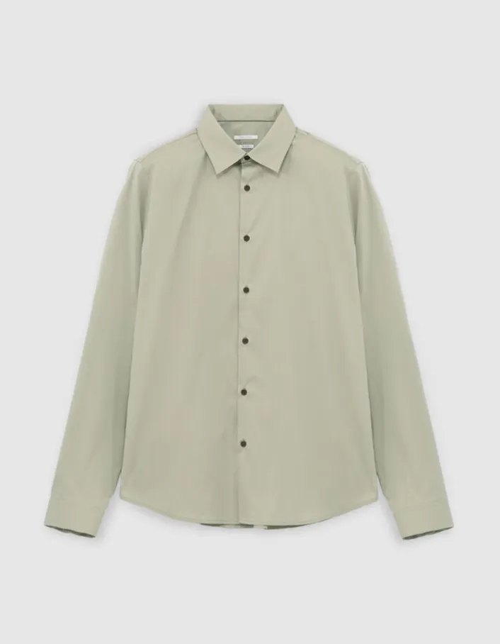 Chemise SLIM kaki en popeline Homme