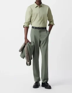 Chemise SLIM kaki en popeline Homme
