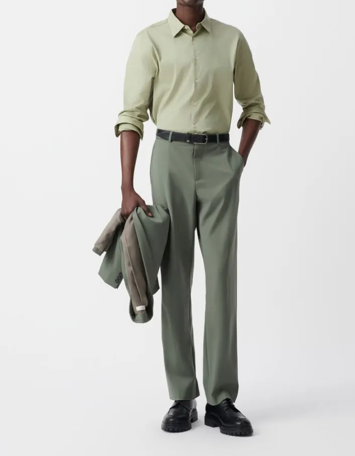 Chemise SLIM kaki en popeline Homme
