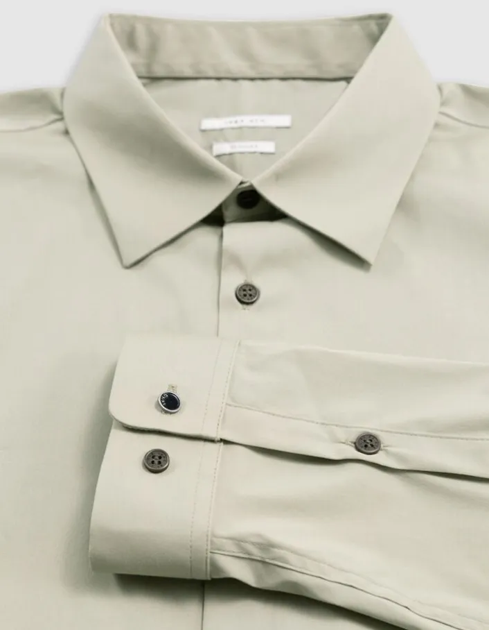 Chemise SLIM kaki en popeline Homme