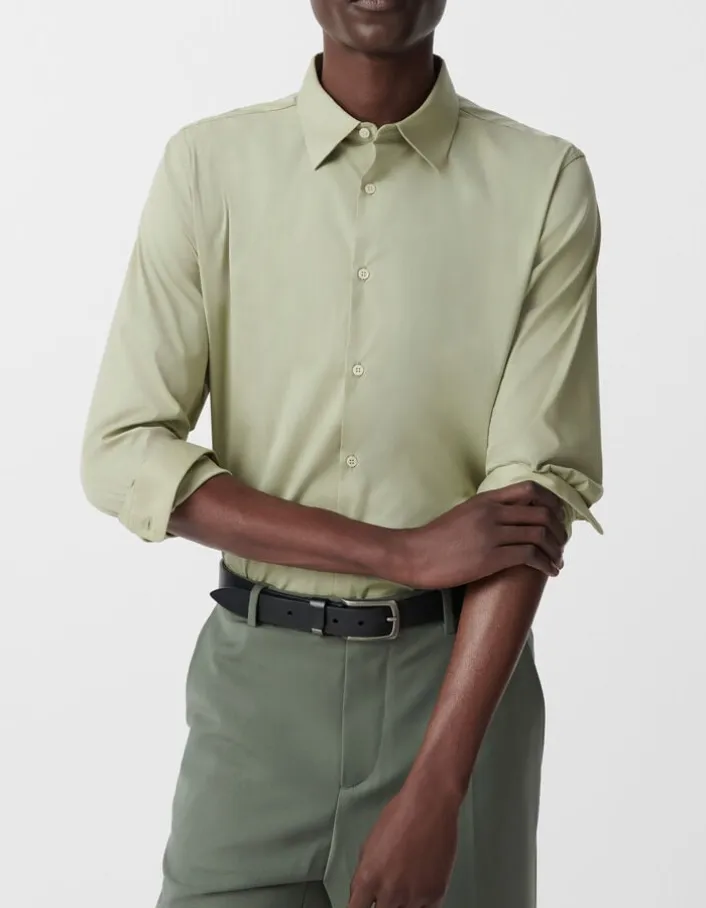 Chemise SLIM kaki en popeline Homme