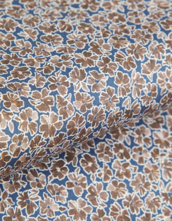 Chemise slim marine imprimé fleurs Homme
