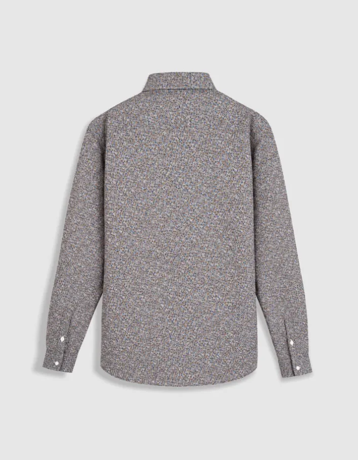 Chemise slim marine imprimé fleurs Homme