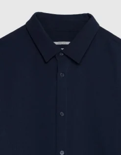 Chemise slim marine seersucker DRY FAST Homme