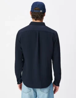 Chemise slim marine seersucker DRY FAST Homme