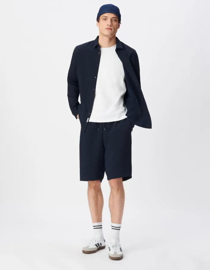 Chemise slim marine seersucker DRY FAST Homme