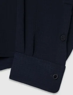 Chemise slim marine seersucker DRY FAST Homme