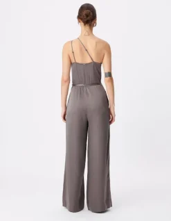 Combinaison grise mix Lyocell® encolure asymétrique Femme