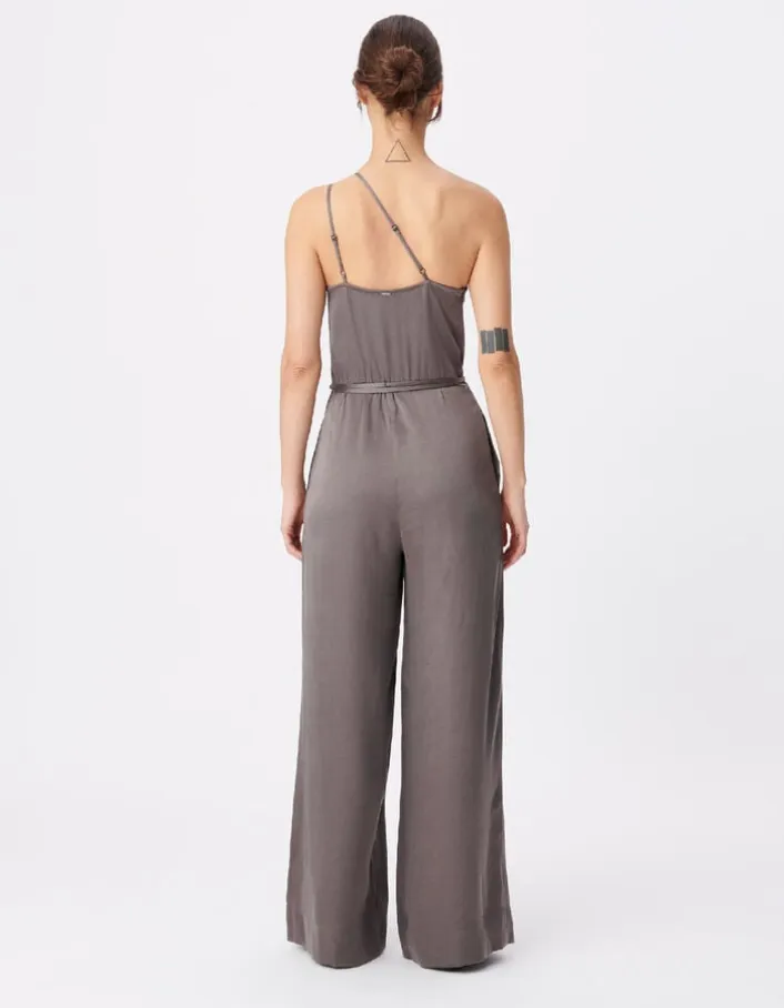 Combinaison grise mix Lyocell® encolure asymétrique Femme