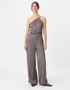 Combinaison grise mix Lyocell® encolure asymétrique Femme