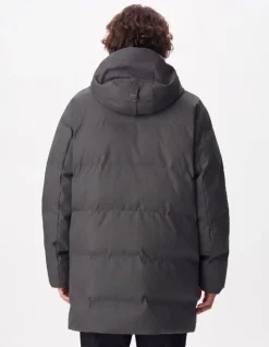 Doudoune longue grise à capuche WATERPROOF Homme