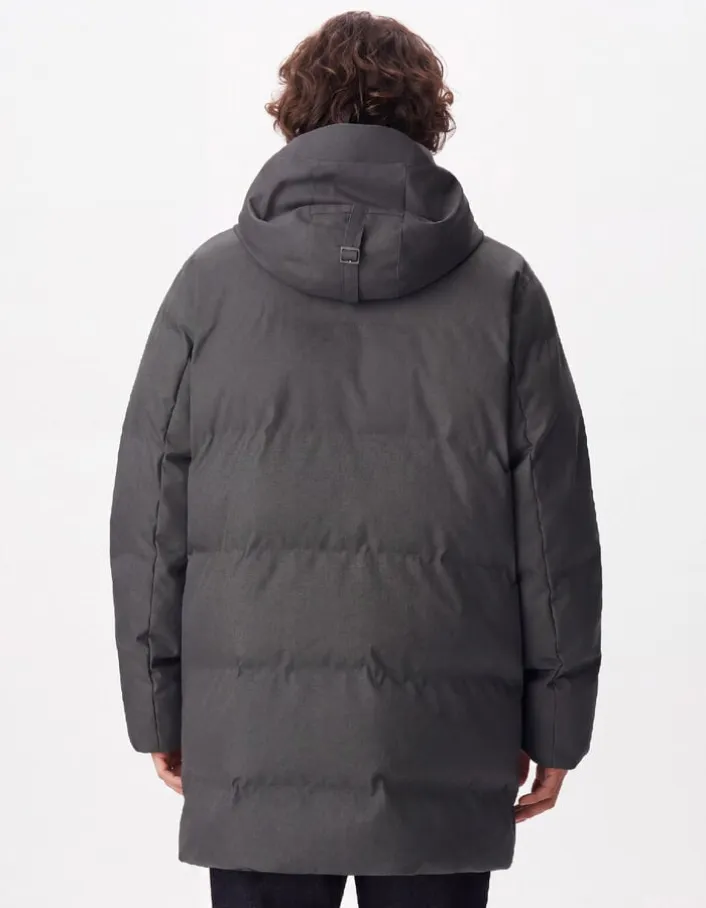 Doudoune longue grise à capuche WATERPROOF Homme