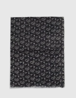 Foulard marine 100% laine motif cachemire Homme