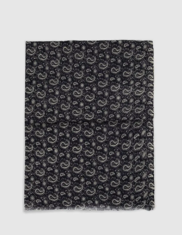 Foulard marine 100% laine motif cachemire Homme