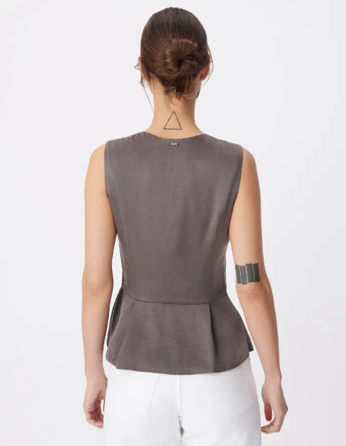 Gilet de costume sans manches gris Lyocell® Femme
