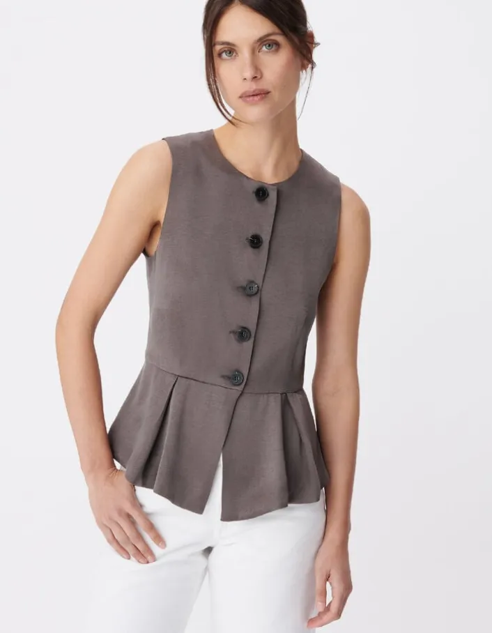 Gilet de costume sans manches gris Lyocell® Femme