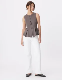 Gilet de costume sans manches gris Lyocell® Femme