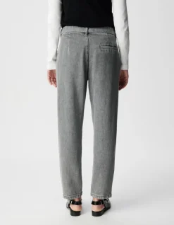 Jean baggy gris Lyocell® cropped Femme