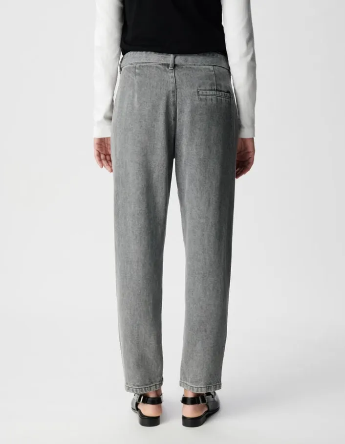 Jean baggy gris Lyocell® cropped Femme